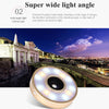SELFIE RING LED LIGHT WITH WIDE ANGLE LENS CLIP ON SMART PHONE USB RECHARGEABLE