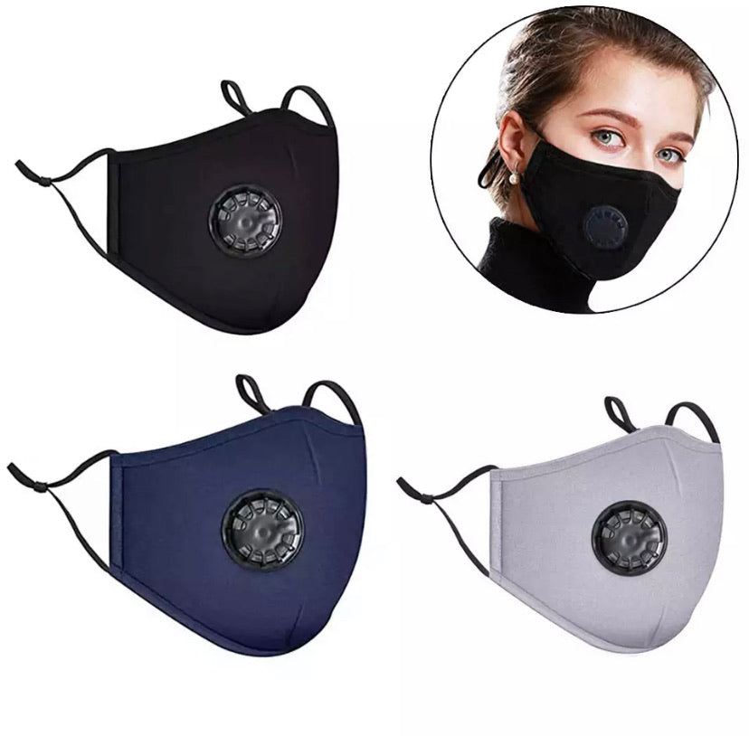 3 Cloth Mask with Vent & 8 PM 2.5 Filters Each Order