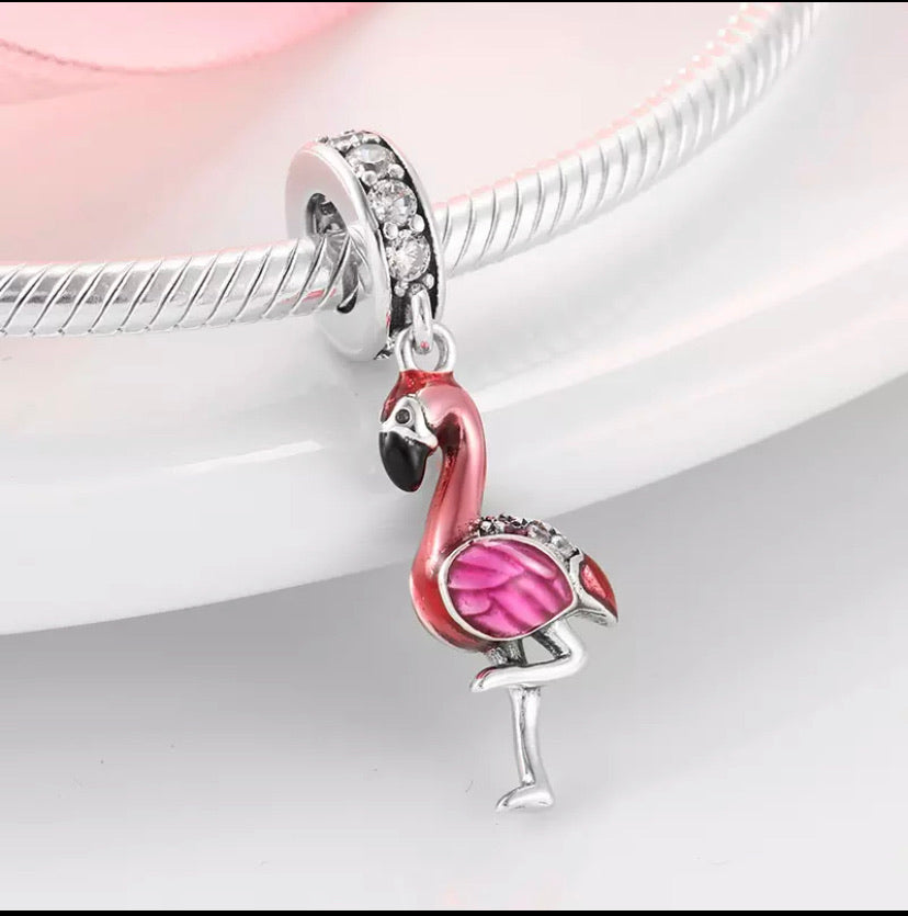 Pink Flamingo Sterling Silver Charm Surgical Toolbox