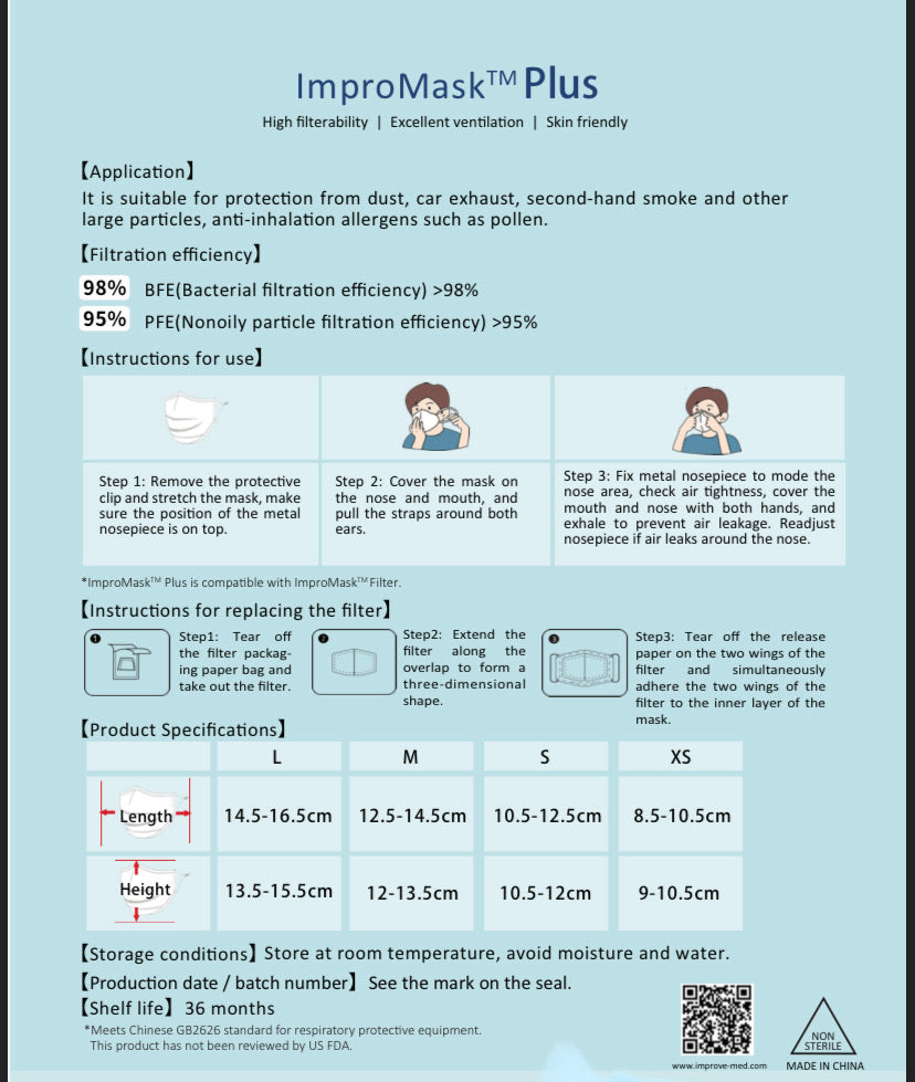 Impro Mask 15 ea Washable with 60 Filters ea | Surgical Toolbox