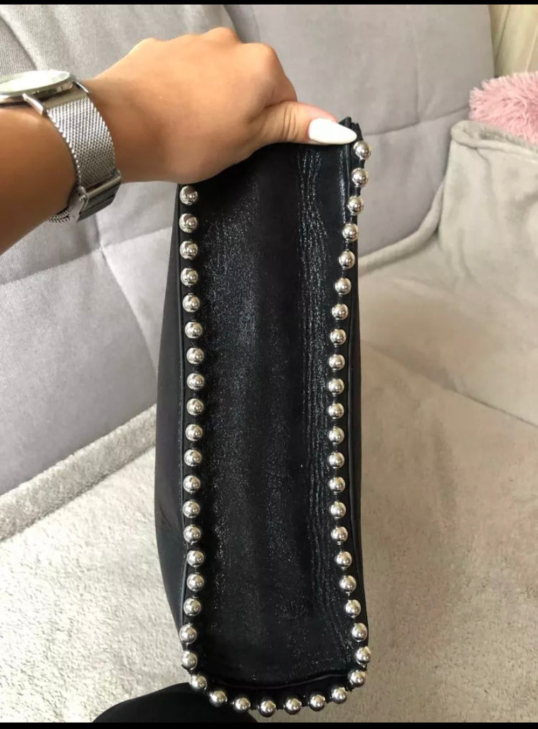 Retro Arm Candy Black Rivet Stainless Hardware Luxury Handbag