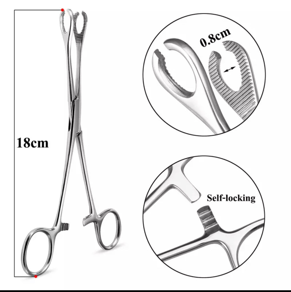 Surgical Stainless Oval Forceps 18cm, 0.8cm