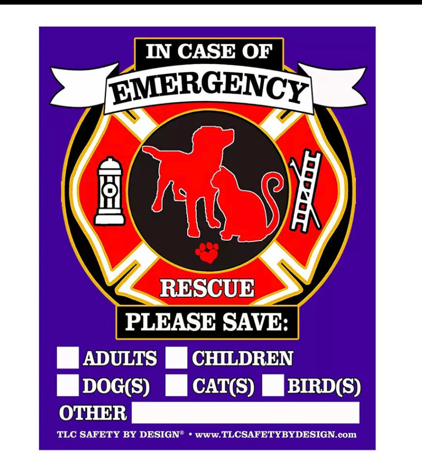 Pet & Family Fire Rescue Vinyl Decal 2 each