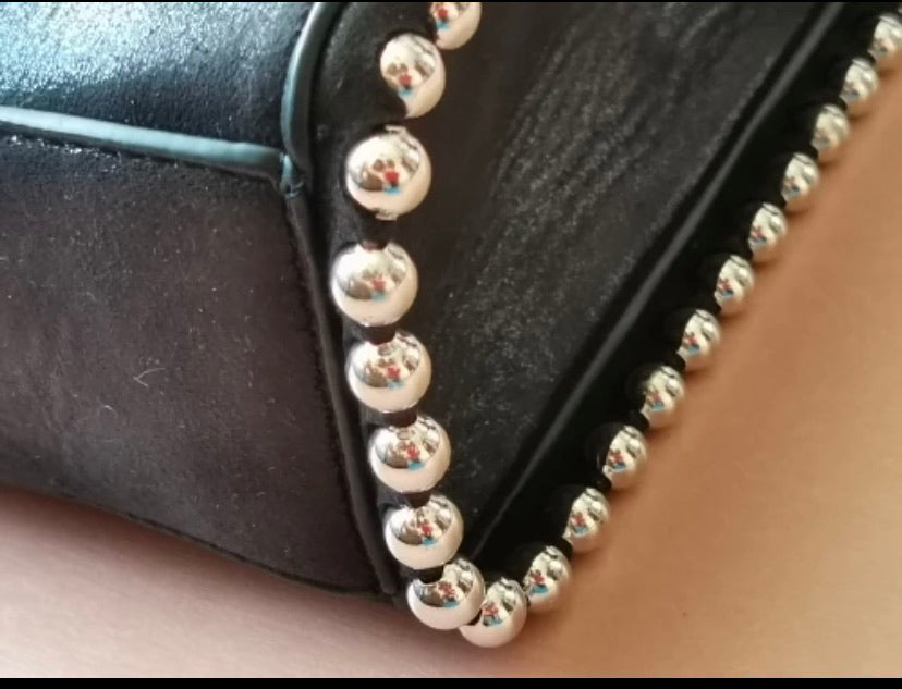 Retro Arm Candy Black Rivet Stainless Hardware Luxury Handbag
