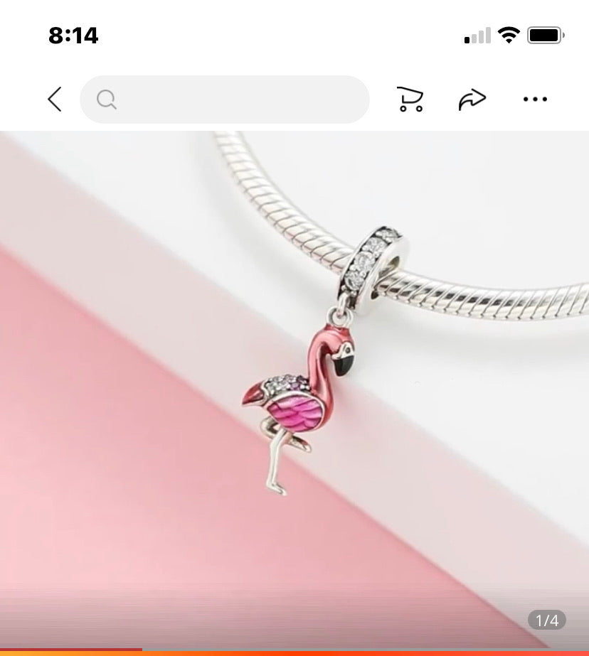 Pink Flamingo Sterling Silver Charm 🦩