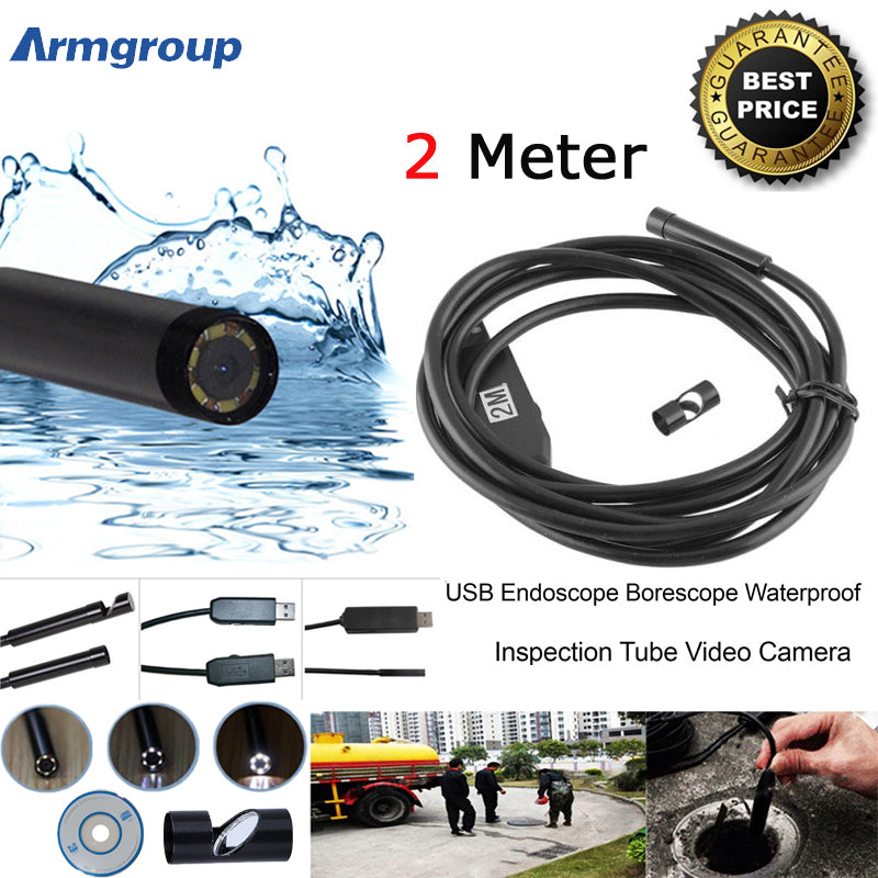 USB Endoscope Camera 2M Lens Snake Tube Camera Mini USB Borescope Inspection Camera for PC Waterproof Endoscopio Camera