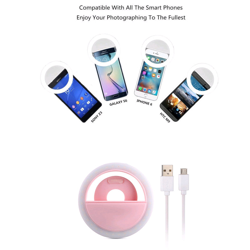 or All Kinds of Phone Rechargeable USB Charge with battery charging Selfie Portable LED Ring Fill Light Camera