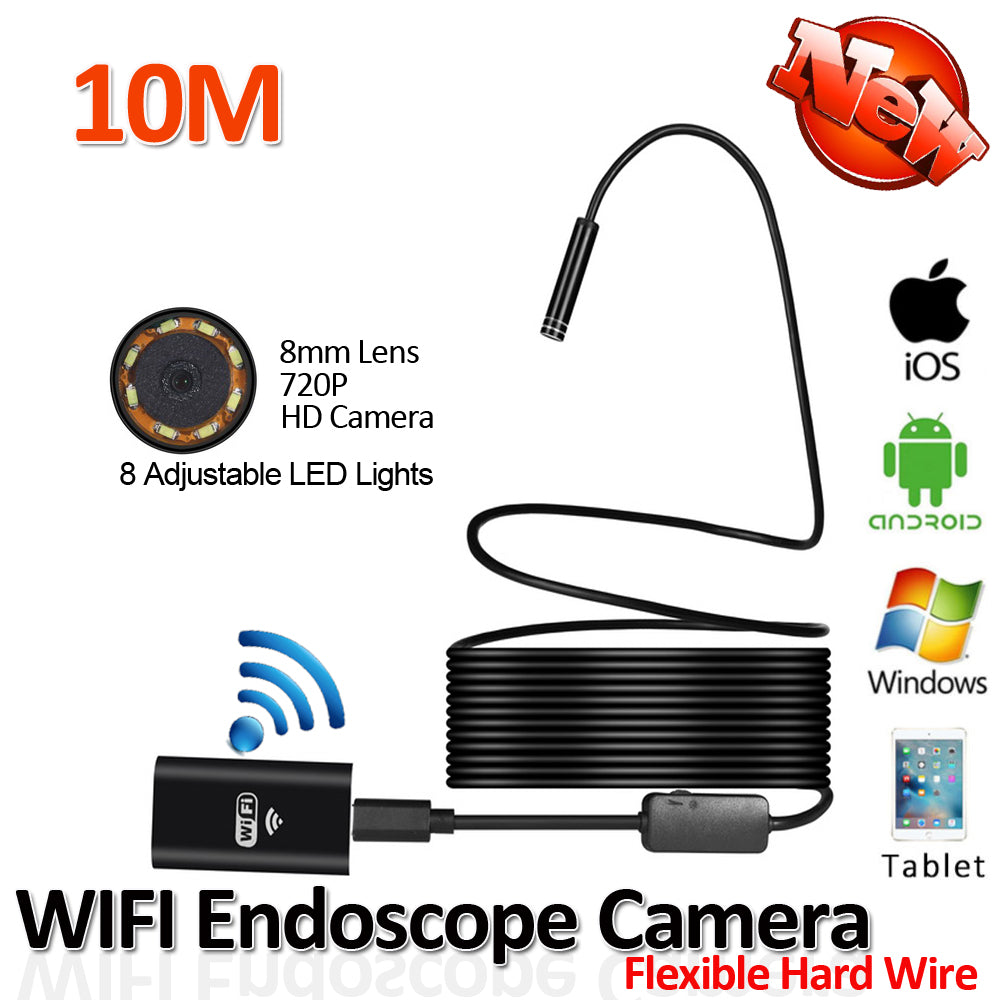 2018  HD720P 8mm 2MP Endoscope, Snake, Wireless Smart Phone app