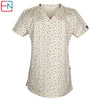 Hennar women scrub top with V neck short sleeve 100% cotton surgical scrubs top