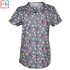 Hennar women scrub top with V neck short sleeve 100% cotton surgical scrubs top