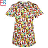 Hennar women scrub top with V neck short sleeve 100% cotton surgical scrubs top