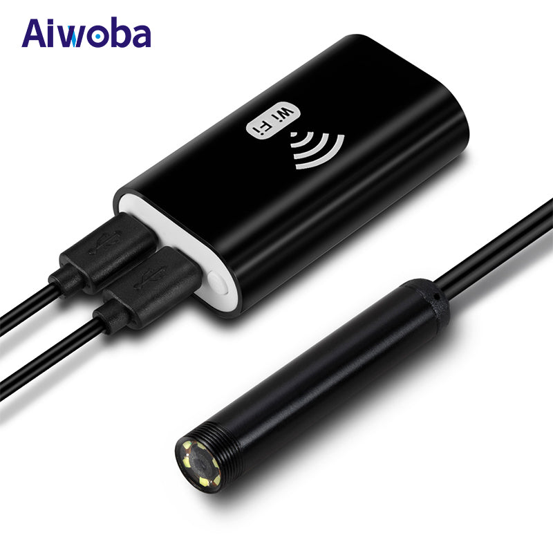 AIWOBA Mini 8mm Wifi Endoscope Camera 1m 1.5m 2m 3.5m 5m WaterProof Borescope Inspection Flexible Camera For Iphone Android PC