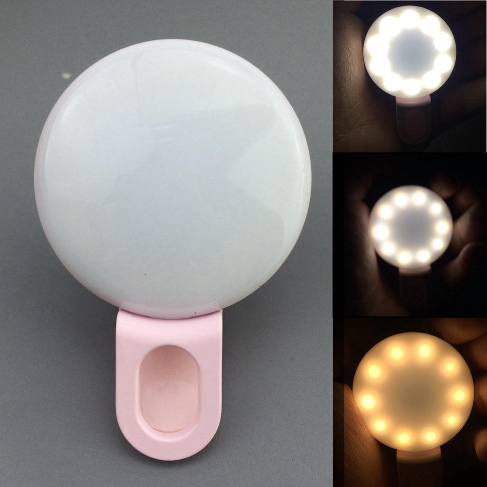 Rechargeable Flash 20 Led Camera Enhancing Photography Selfie Ring Light for all Phones with White or Warm Lighting