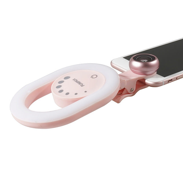 Ulanzi Lieqi LED Selfie Ring Light USB Rechargeable with Wide Angle Lens,Photography Brightness Enhancing Video Flash for iPhone