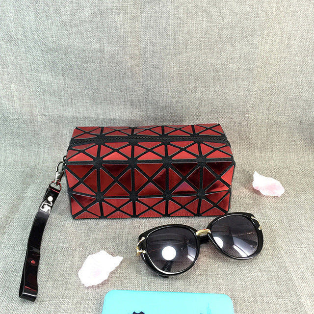 Folding Cosmetic Bag Laser  Package Clutch Bag Geometric Square Bag Cosmetic Bags