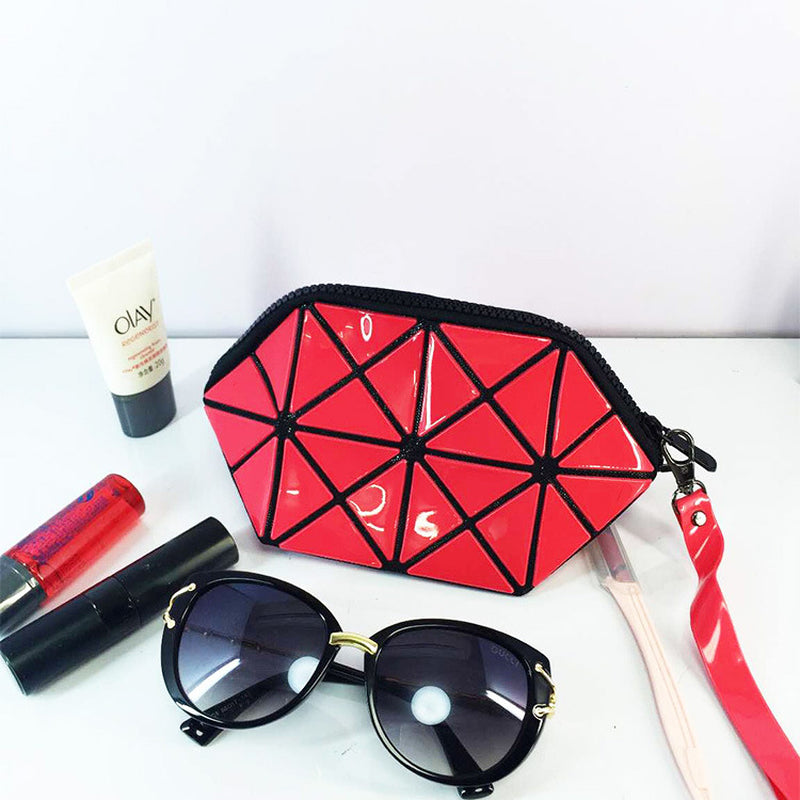 2018 New Handbags Folding Messenger Bag Women Make Up Bag Laser Diamond Bags Geometry Envelope Clutch Phone Small Bag