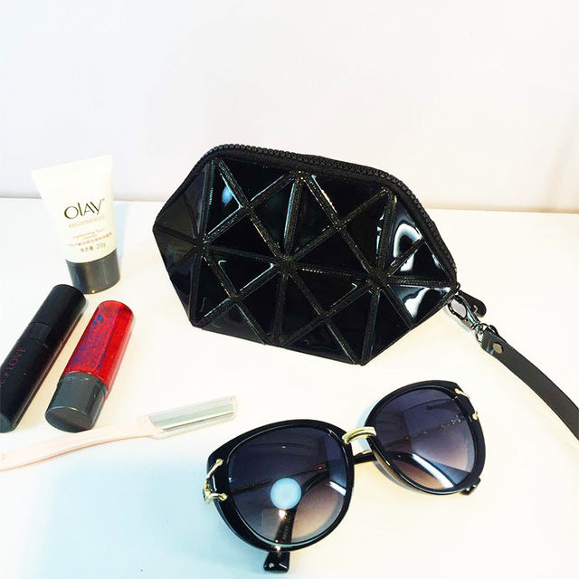 2018 New Handbags Folding Messenger Bag Women Make Up Bag Laser Diamond Bags Geometry Envelope Clutch Phone Small Bag