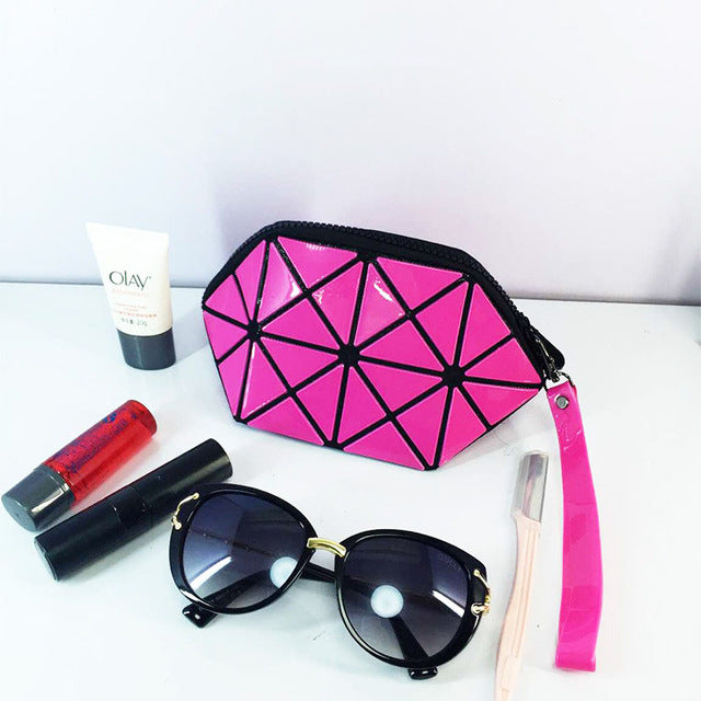 2018 New Handbags Folding Messenger Bag Women Make Up Bag Laser Diamond Bags Geometry Envelope Clutch Phone Small Bag
