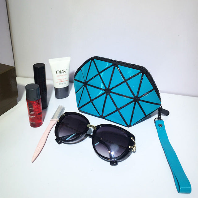 2018 New Handbags Folding Messenger Bag Women Make Up Bag Laser Diamond Bags Geometry Envelope Clutch Phone Small Bag
