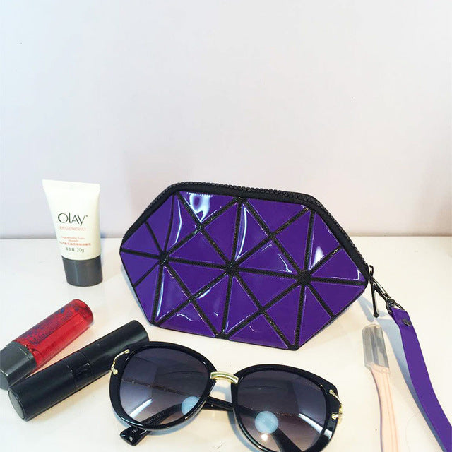 2018 New Handbags Folding Messenger Bag Women Make Up Bag Laser Diamond Bags Geometry Envelope Clutch Phone Small Bag