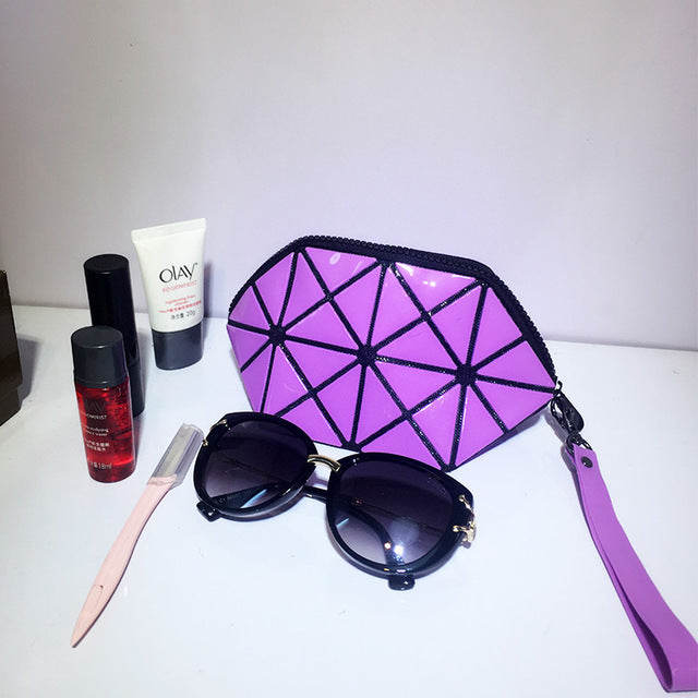 2018 New Handbags Folding Messenger Bag Women Make Up Bag Laser Diamond Bags Geometry Envelope Clutch Phone Small Bag