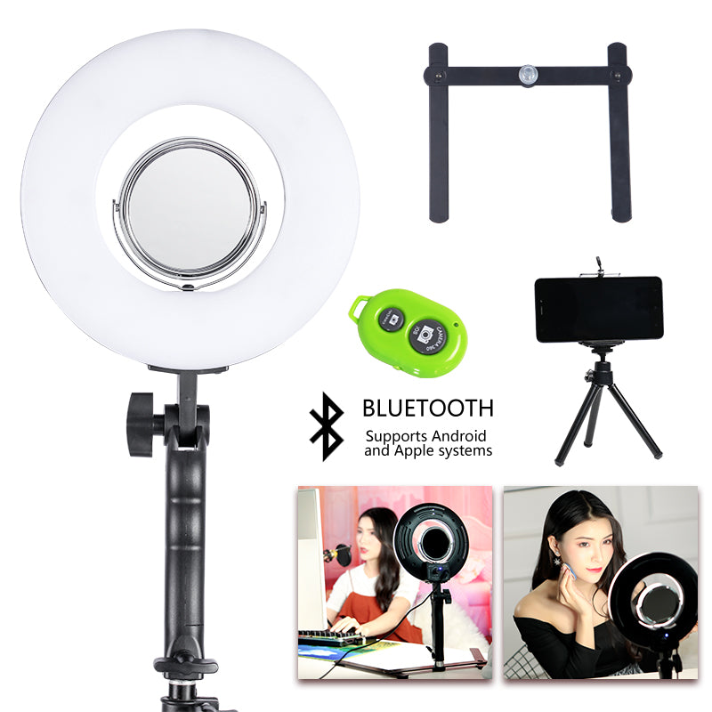 CY 8 Inch 24W5600K Dimmable Photo Studio selfie light Photography Tabletop Makeup Ring Light Phone Video Live Light Lamp EU plug