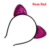 Cat Ear Sequin Headbands Pink Blue White Purple Rose Red Black Makeup Artist