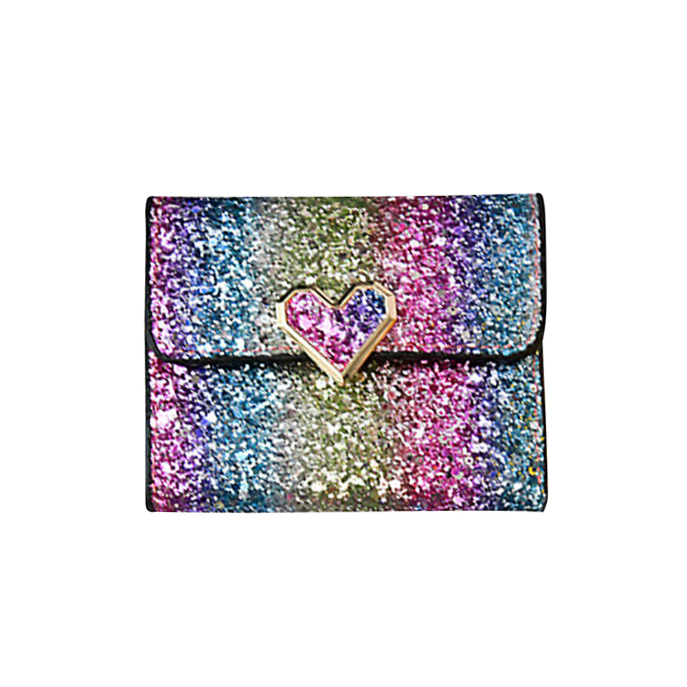 Ombre Rainbow Glitter Trifold Wallet
