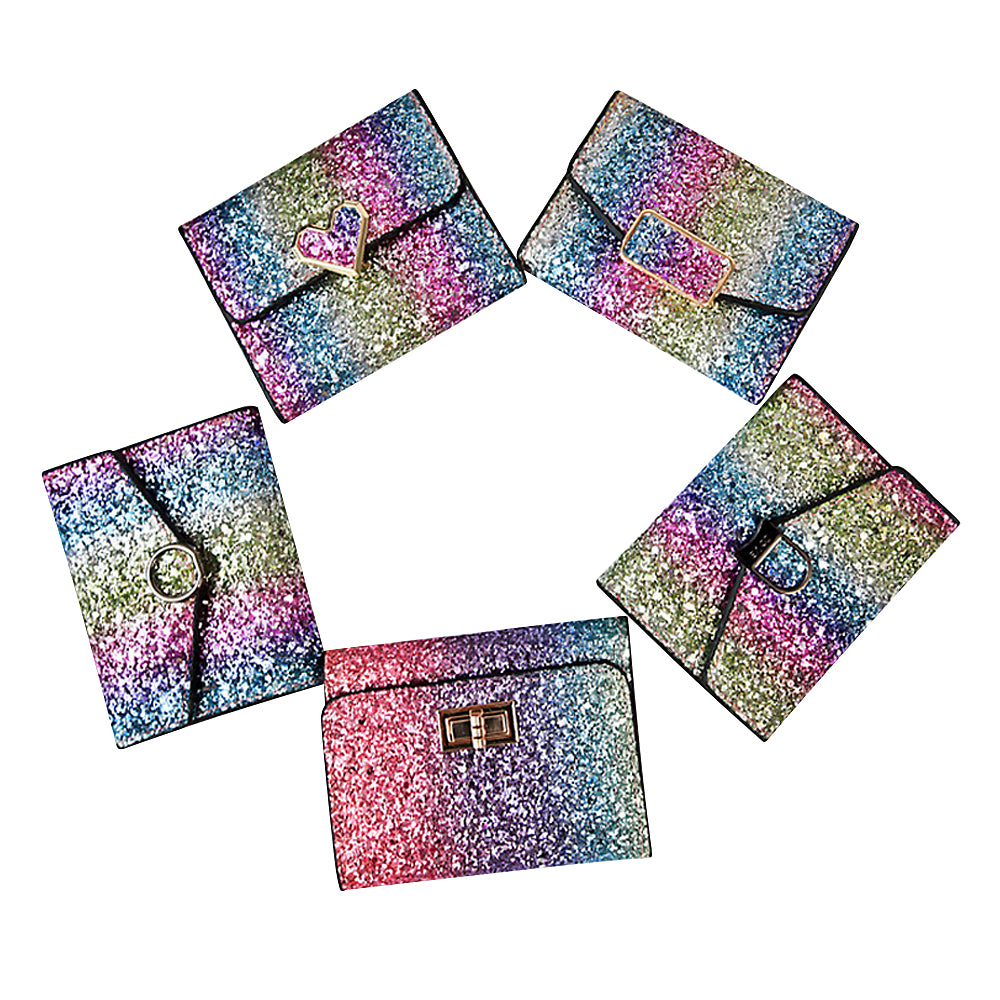 Ombre Rainbow Glitter Trifold Wallet