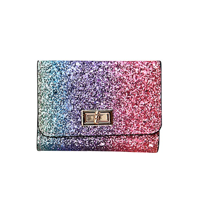 Ombre Rainbow Glitter Trifold Wallet