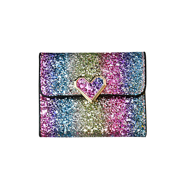 Ombre Rainbow Glitter Trifold Wallet