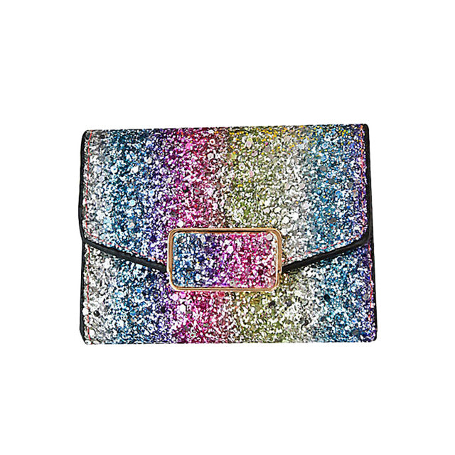 Ombre Rainbow Glitter Trifold Wallet