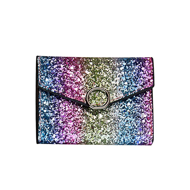 Ombre Rainbow Glitter Trifold Wallet