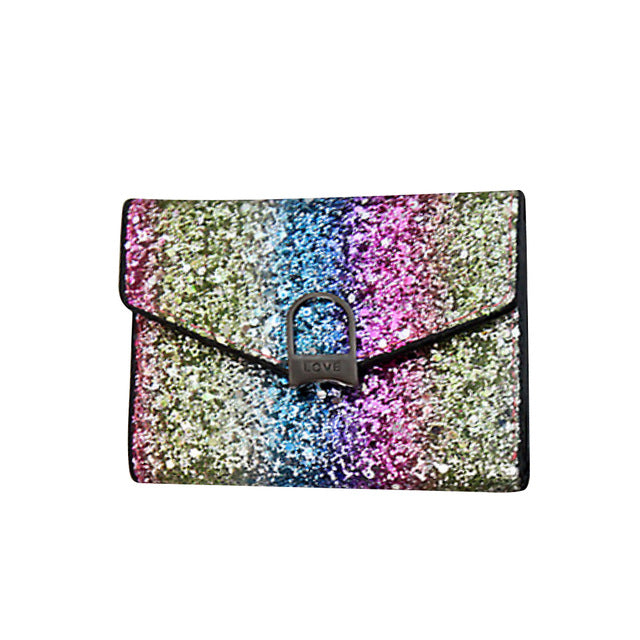 Ombre Rainbow Glitter Trifold Wallet
